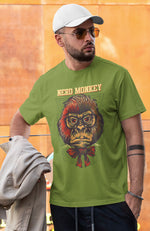 Men's sage green graphic printed tshirt nerd monkey
