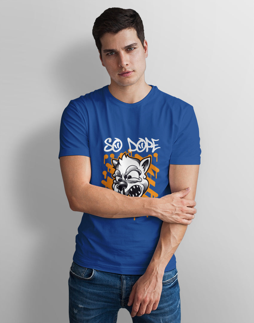 Men's sapphire blue so dope dog graphic printed tshirt