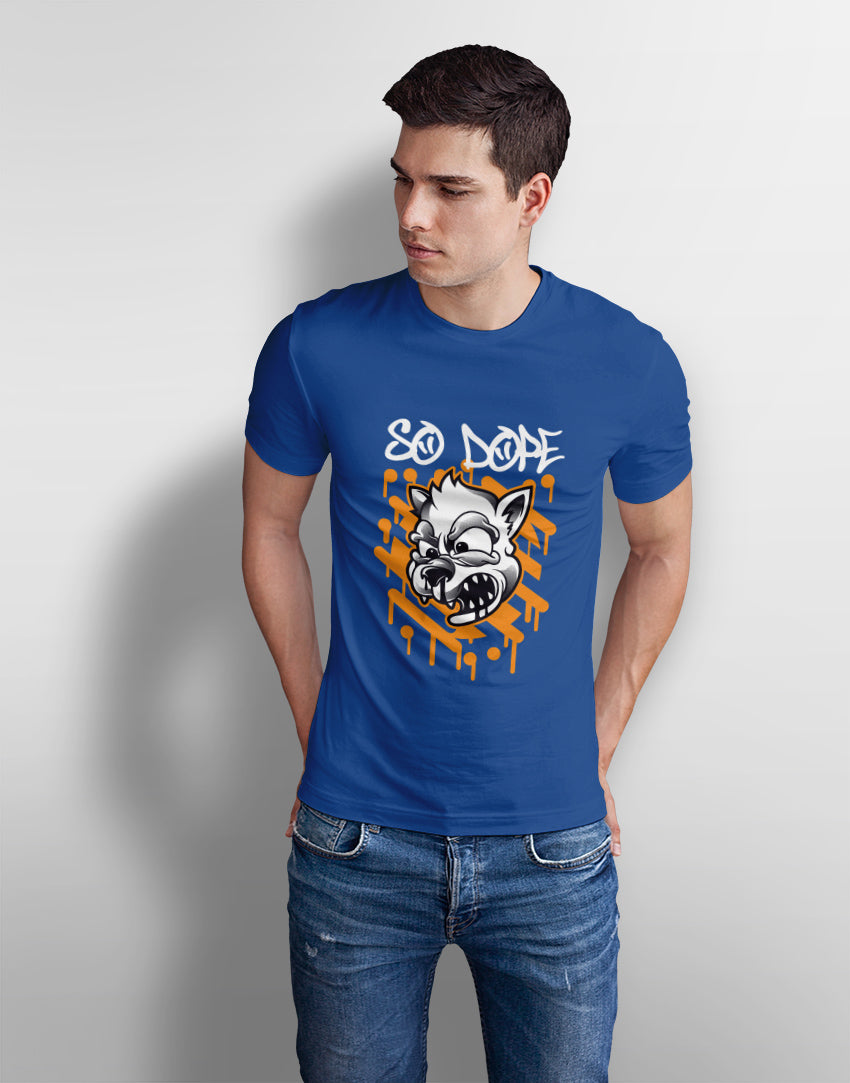 Men's sapphire blue so dope dog graphic printed tshirt