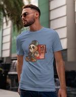 Men's sky blue slow delivery graphic printed tshirt