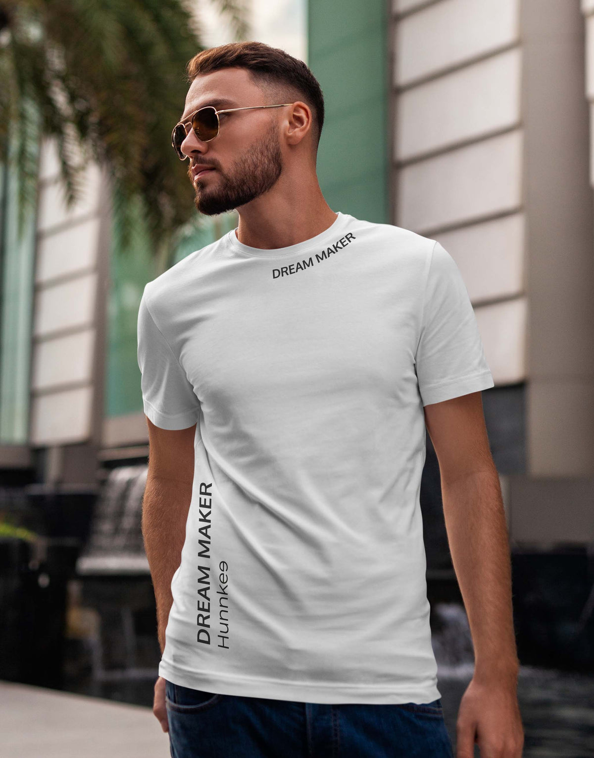 Men's white dream maker graphic printed tshirt