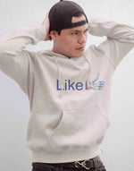 Men's white like graphic printed hoodie