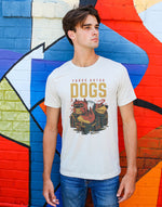 Men's white three astro dogs graphic printed tshirt