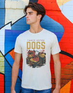 Men's white three astro dogs graphic printed tshirt