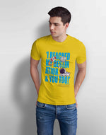 Men's yellow chandrayaan graphic printed tshirt