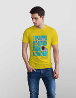 Men's yellow chandrayaan graphic printed tshirt