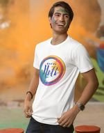 Unisex White happy holi graphic printed tshirt
