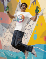 Unisex White happy holi graphic printed tshirt