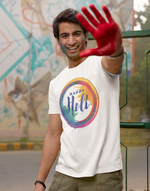 Unisex White happy holi graphic printed tshirt