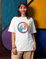 Unisex White happy holi graphic printed tshirt