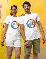 Unisex White happy holi graphic printed tshirt