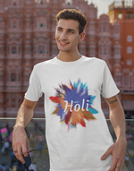 Unisex White holi graphic printed tshirt
