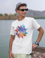 Unisex White holi graphic printed tshirt