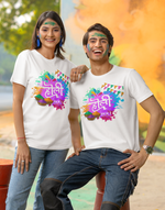 Unisex White holi hai graphic printed tshirt