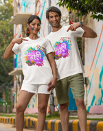 Unisex White holi hai graphic printed tshirt
