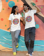 Unisex White holi vibes graphic printed tshirt