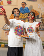 Unisex White holi vibes graphic printed tshirt