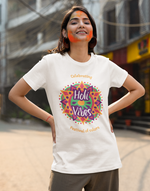 Unisex White holi vibes graphic printed tshirt