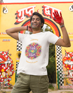 Unisex White holi vibes graphic printed tshirt