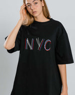 Unisex black NYC graphic printed oversized tshirt