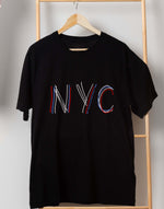 Unisex black NYC graphic printed oversized tshirt