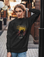 Unisex black adventure graphic printed sweatshirt