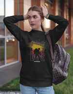 Unisex black adventure graphic printed sweatshirt