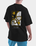 Unisex black smile streetwear graphic printed oversized tshirt