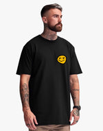 Unisex black smile streetwear graphic printed oversized tshirt