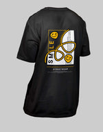 Unisex black smile streetwear graphic printed oversized tshirt