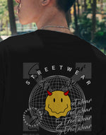 Unisex black streetwear graphic printed oversized tshirt