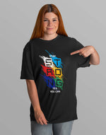 Unisex black strong graphic printed oversized tshirt