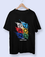 Unisex black strong graphic printed oversized tshirt