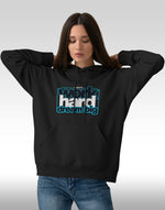 Unisex black work hard graphic printed hoodie
