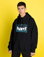Unisex black work hard graphic printed hoodie