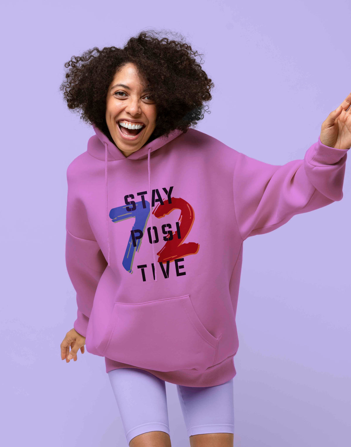 Unisex lavender stay positive graphic printed hoodie