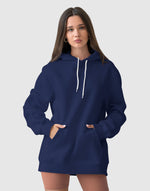 Unisex solid navy blue hoodie