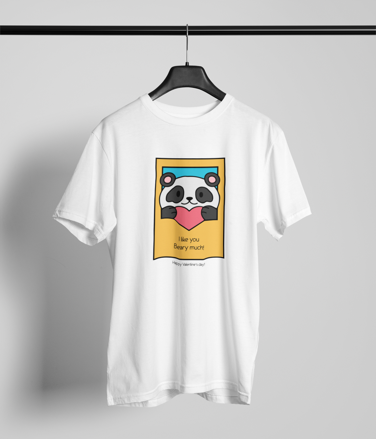 Valentines day I like you beary much graphic printed Round Neck tshirt