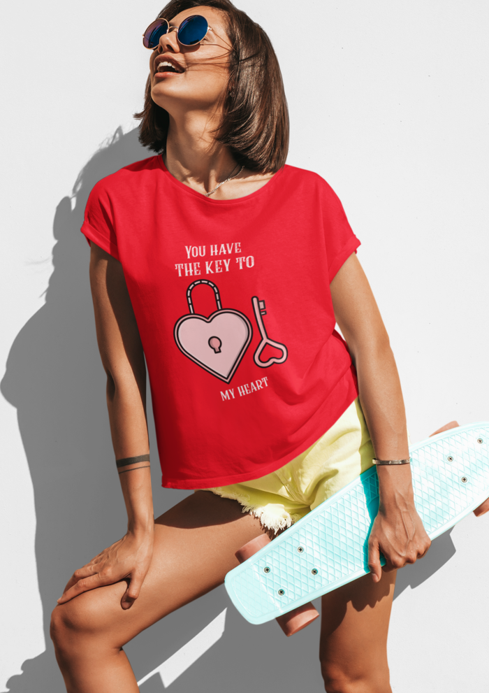 Valentine's day You have the key to my heart graphic printed Round neck tshirt