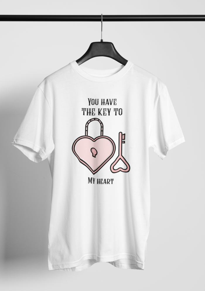 Valentine's day You have the key to my heart graphic printed Round neck tshirt