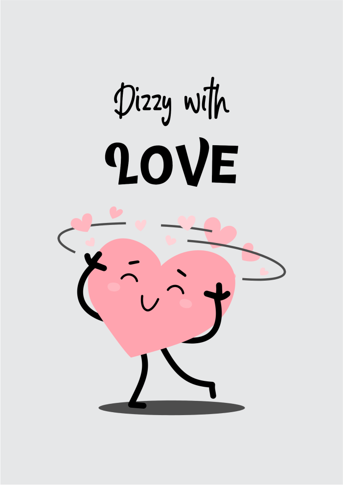 Valentine's day Dizzy with love graphic printed Oversized tshirt