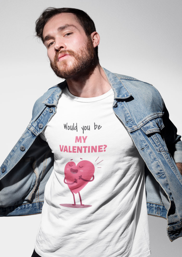 Valentines day Would you be my valentine graphic printed Round Neck tshirt