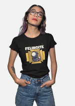 Black Felinoite graphic printed round neck tshirt