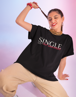 Women's Black Single but unavailable graphic printed Oversized tshirt