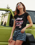 Women's Black Strong Women Know Their power graphic printed tshirt