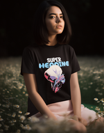 Women's Black Super Heroine graphic printed tshirt