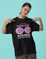 Unisex Black Trippy Princess graphic printed Oversized tshirt