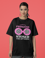 Unisex Black Trippy Princess graphic printed Oversized tshirt