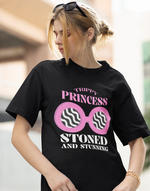 Unisex Black Trippy Princess graphic printed Oversized tshirt