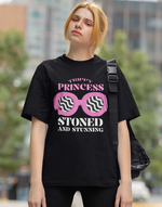 Unisex Black Trippy Princess graphic printed Oversized tshirt